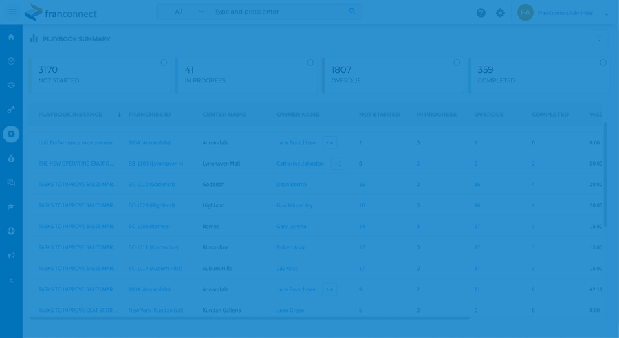 FranConnect Brand Consistency field operations interface